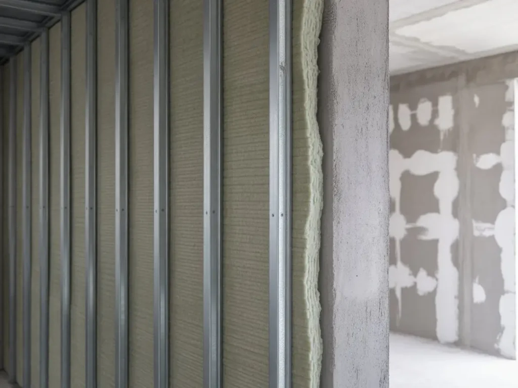 estructura metálica con paneles aislantes acústicos instalada en tabiques interiores en Torrent